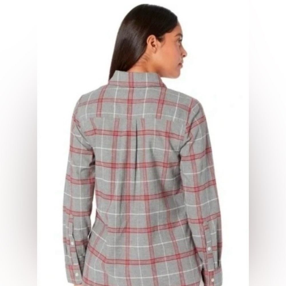 Faherty Organic Cotton Blend Gray Red White Plaid Fall Winter Office Button Down - Picture 5 of 11